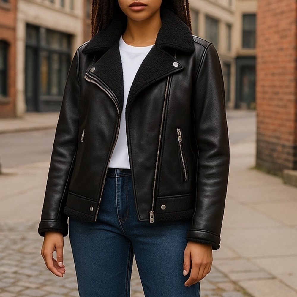 Biker Moto Structured Faux Leather Motorcycle Biker Jacket Size Size Small Edgy
